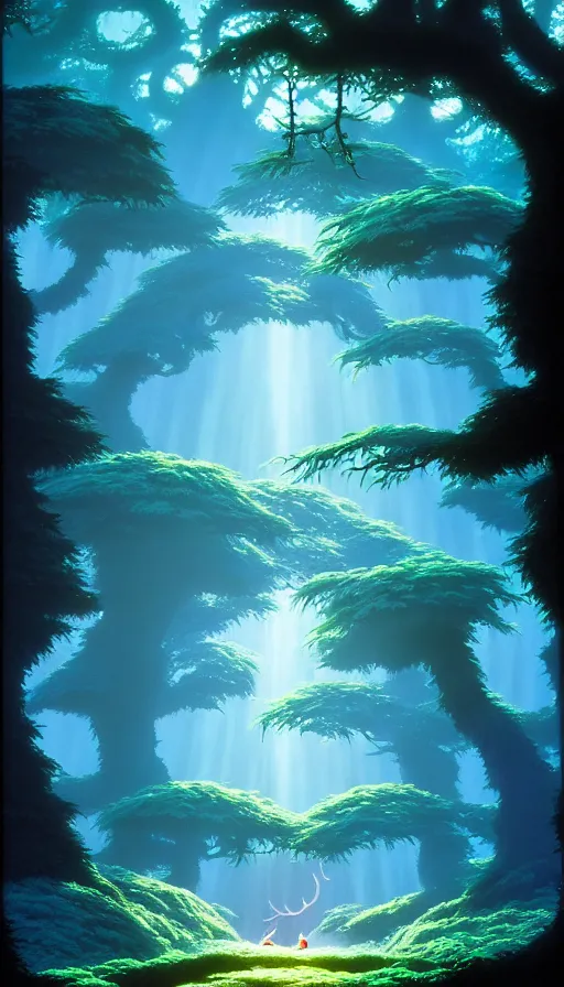 Image similar to a tree in a forest of ori in the blind forest, studio ghibli, painted by tim white, michael whelan, j. c. 8 k