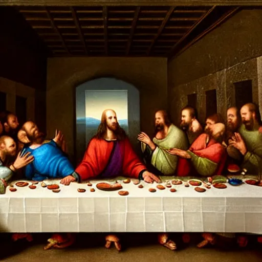 Image similar to jeff bezos at the last supper by da vinci