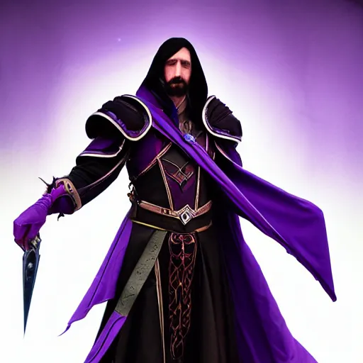 Image similar to medivh from world of warcraft, raven, dark, gloomy