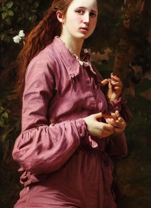 Prompt: full body oil painting of smoking wolf wearing pink shirt, in the style of sophie anderson dramatic painting, high detail, lights