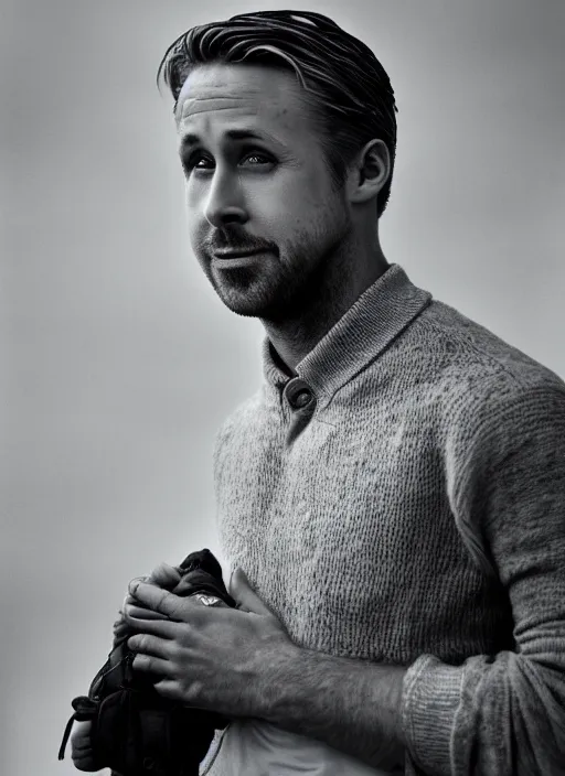 Prompt: ryan gosling fused with a goose, human arms, natural light, bloom, detailed face, magazine, press, photo, steve mccurry, david lazar, canon, nikon, focus