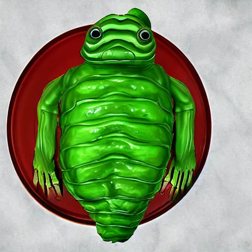 Image similar to a plate of a wholesome dinner of roasted tardigrade with a side of green mucus, digital art