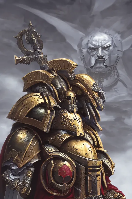 Image similar to armor portrait heros warhammer 4 0 k horus heresy fanart - the primarchs emperor by johannes helgeson animated with vfx concept artist & illustrator global illumination ray tracing hdr fanart arstation zbrush central hardmesh 8 k octane renderer comics stylized