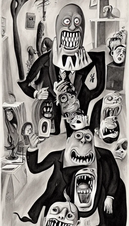 Prompt: rage, by charles addams