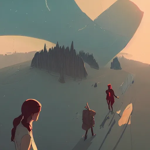 Image similar to by moebius and atey ghailan. poor main's story