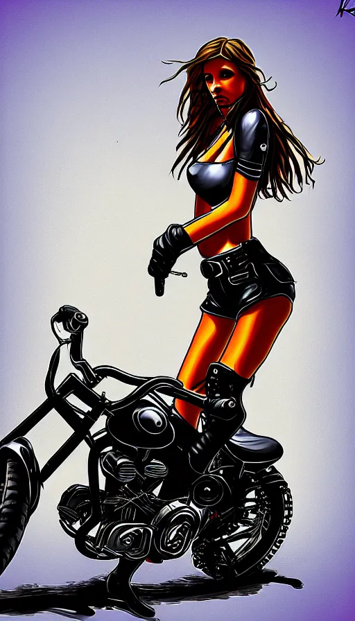 Image similar to biker girl by karl kopinski