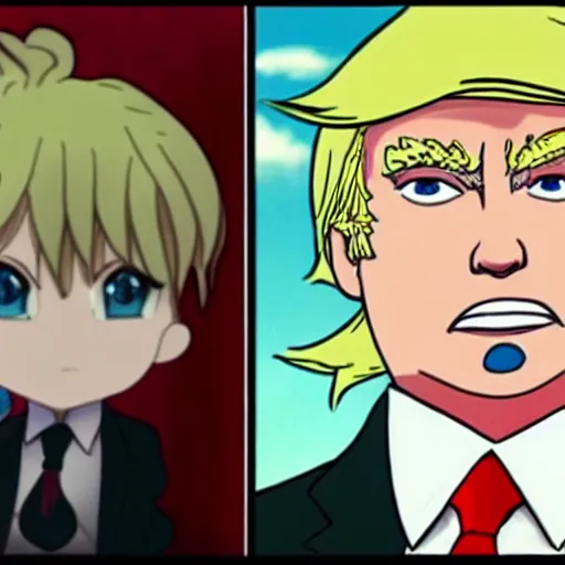 Prompt: Donald trump in Madoka magica, anime