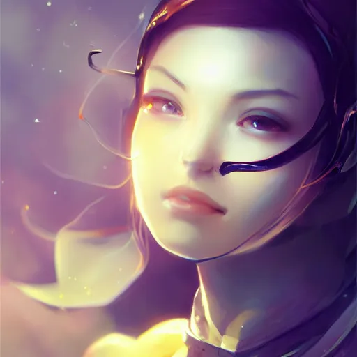 Prompt: beautiful portrait of a friendly android wearing a bee costume, character design by charlie bowater, ross tran, artgerm, and makoto shinkai, highly detailed, soft lighting