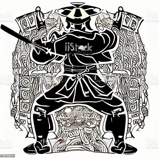 Image similar to samurai fighting, sticker, highly detailed, colorful, illustration, smooth and clean vector curves, no jagged lines, vector art, smooth