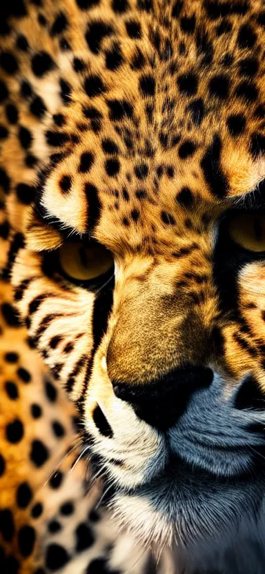 Image similar to a portrait photo of luffy as cheetah, side shot, by professional photographer, 8 k resolution, high quality