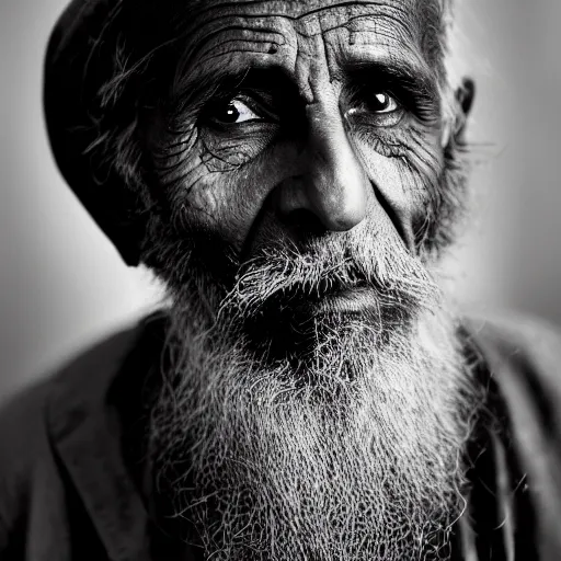 Image similar to black and white photo, portrait of 80 year old afghan man by richard avedon, realistic, Leica, medium format, cinematic lighting, parallax, high resolution,