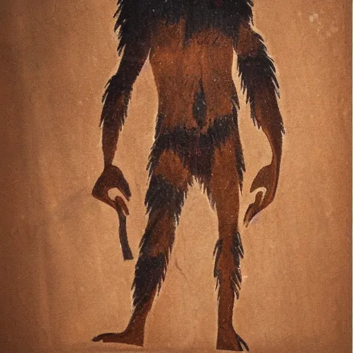 Prompt: a caveman wall painting of darksearch