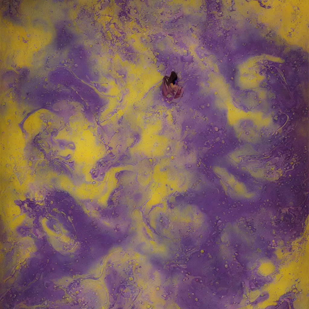 Image similar to beautiful liquid marble texture with big oil bubbles. harmonic chromatic tones coloured abstraction with purple splashes. ultradetailed realistic art. jean - dragan bibin, beksinski, zawadzki, shaun downey, zoey frank, phil hale, james gurney, frank frazetta, jehan georges vibert, daniel e. greene