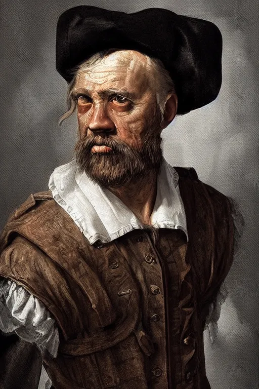 Image similar to portrait, headshot, digital painting, of an old rich 17th century sailor, realistic, hyperdetailed, chiaroscuro, concept art, art by Franz Hals