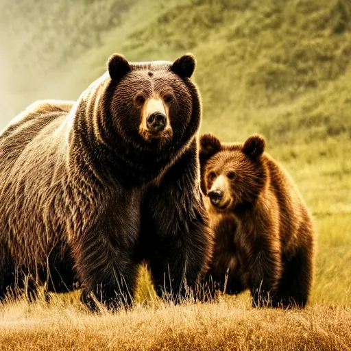 Prompt: film still of a bear and a bull movie 4k