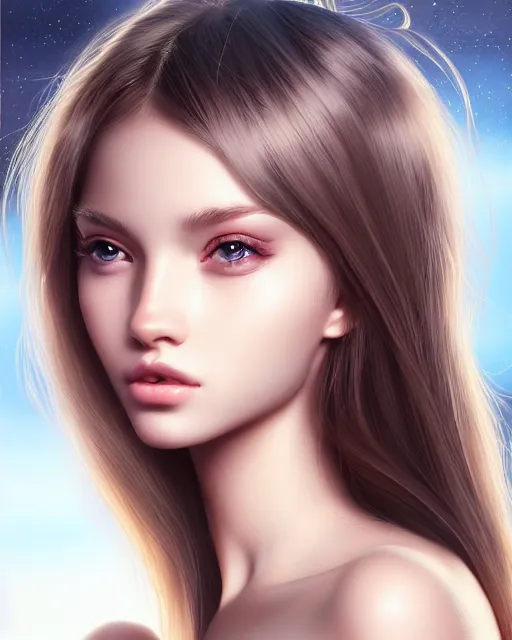 Image similar to a portrait cute girl cat chimera, photo, ultra detail, photoreal, professionally retouched, soft moonlight lighting, shiny plastic bikini, realistic, smooth face, goddess, luscious lips, perfect eyes, wide angle, sharp focus on eyes, 8 k high definition, insanely detailed, intricate, elegant, art by artgerm and wlop