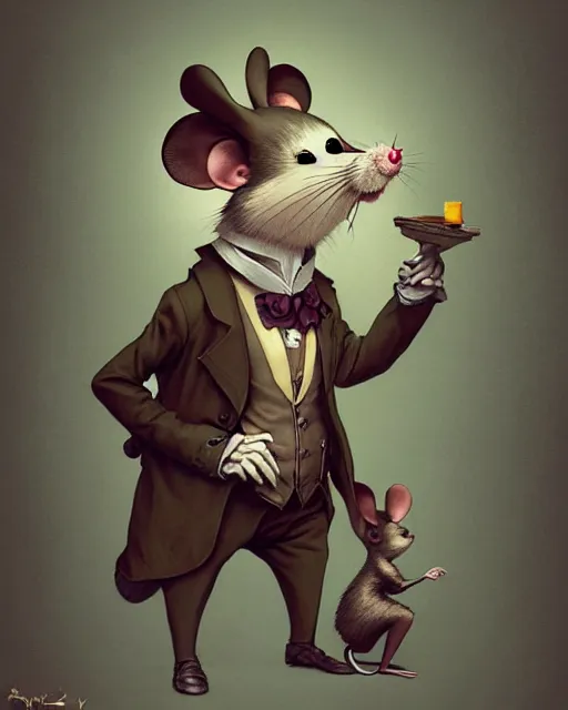 Image similar to anthropomorphic art of a detective mouse, victorian inspired clothing by artgerm, victo ngai, ryohei hase, artstation. fractal papersand books. highly detailed digital painting, smooth, global illumination, fantasy art by greg rutkowsky, karl spitzweg