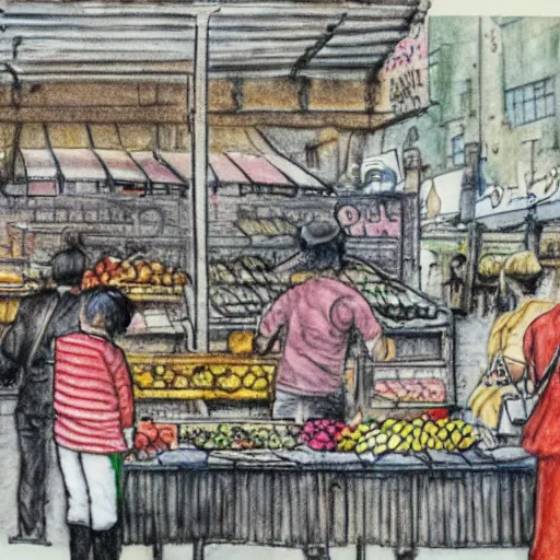 Market Scene Drawing | How to Draw Market Easy | Scene drawing, Village market  scene drawing, Easy scenery drawing