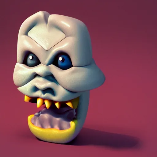 Image similar to ice cream popsicle shaped like screaming chucky doll, octane render, ultrarealistic, centered