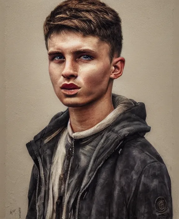 Image similar to heroic portrait of a young ukrainian man. art by denys tsiperko and bogdan rezunenko, hyperrealism