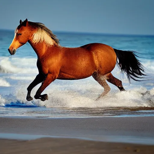 Prompt: a galloping wild horse at the sea shore, by national-geographic