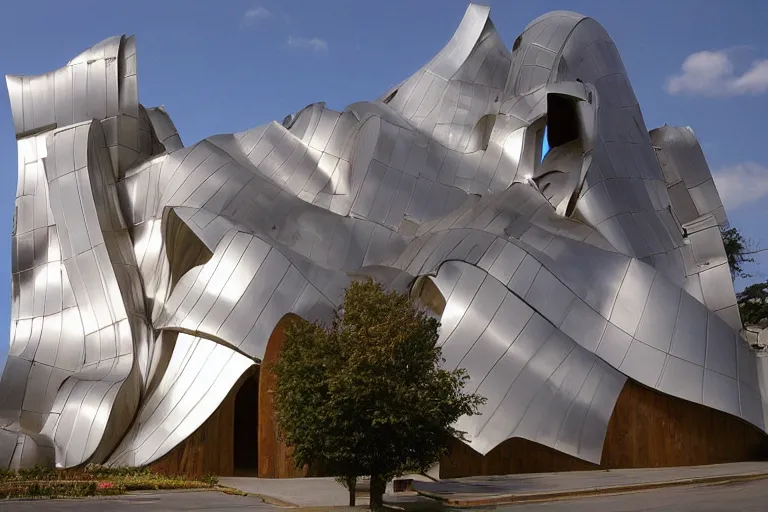 Prompt: church by Frank Gehry