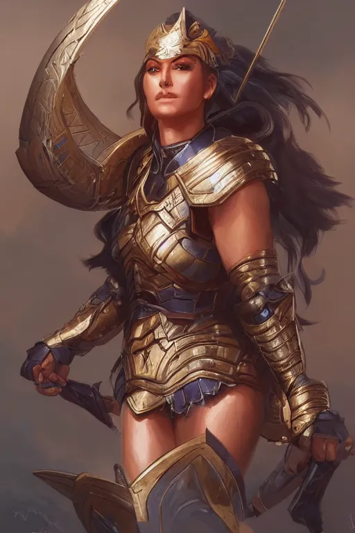 Image similar to amazon valkyrie athena, d & d, fantasy, portrait, highly detailed, headshot, digital painting, trending on artstation, concept art, sharp focus, illustration, art by artgerm and greg rutkowski and magali villeneuve