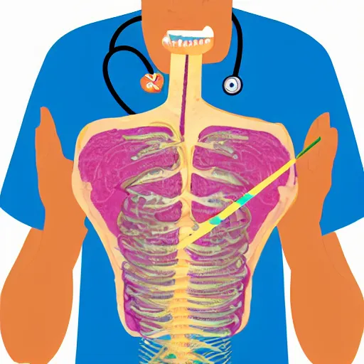 Image similar to medical diagram about a human eating a sandwich