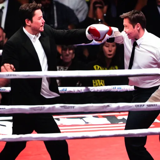 Image similar to Keanu reeves fights elon musk boxing