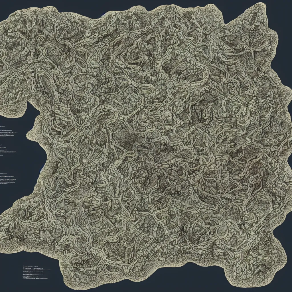 Image similar to Map of a cave system by Deven Rue, hyper detailed