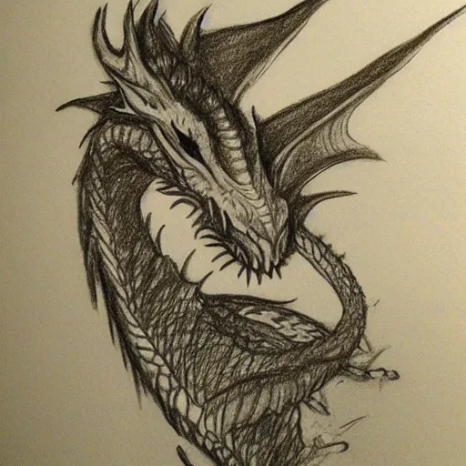 Image similar to pencil sketch of a dragon