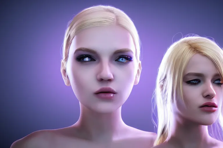 Image similar to a beautiful blonde girl trapped in virtual reality, futuristic, cyberpunk, 3 d rendered, 3 d rendering, dramatic lighting, dark theme, hdr, unreal engine 5, crazy realistic