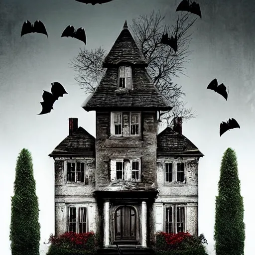 Image similar to a haunted house,