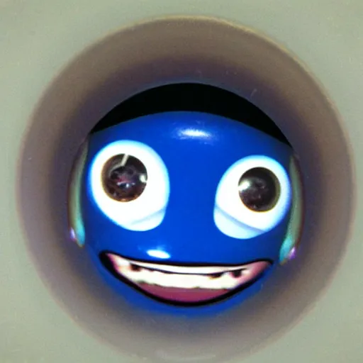 Image similar to creepy found footage of Jay Jay the jet plane super close up zoom fish eye staring into your soul terrifying backrooms horror