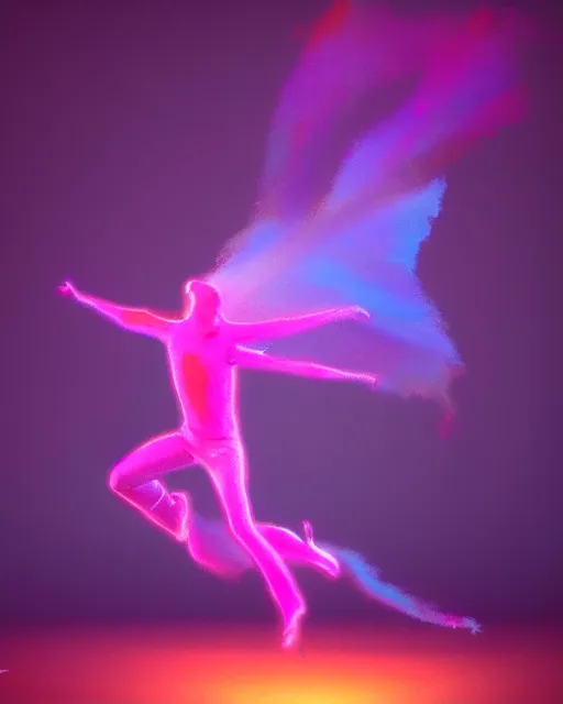 Prompt: color pigments spread out in air, look like someone is dancing, dream, concept art, unreal 5, trending on artstation