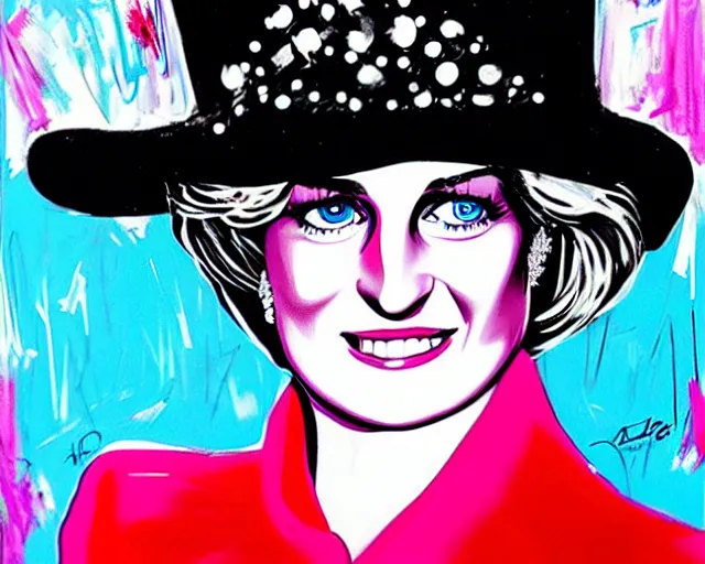 Prompt: lady diana, artwork by alec monopoly