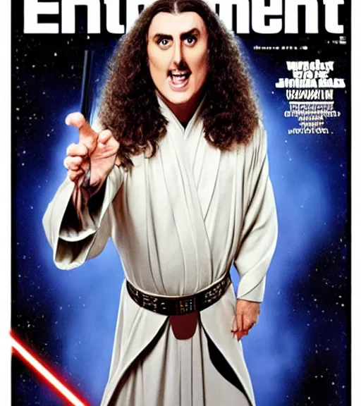 Image similar to weird al as a jedi, entertainment weekly cover, star wars