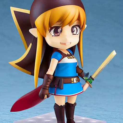 Image similar to high quality portrait flat matte painting of cute girl in the style of nendoroid and Toon Zelda , flat anime style, thick painting, medium close-up