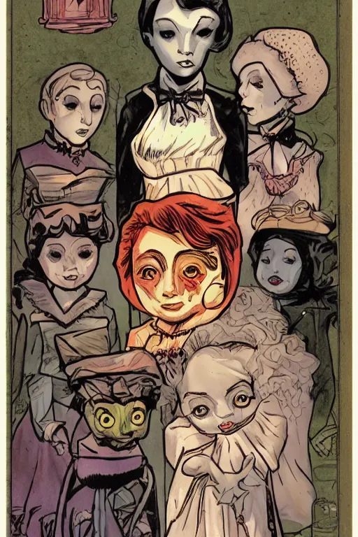 Image similar to haunted doll comic cover, four - color process