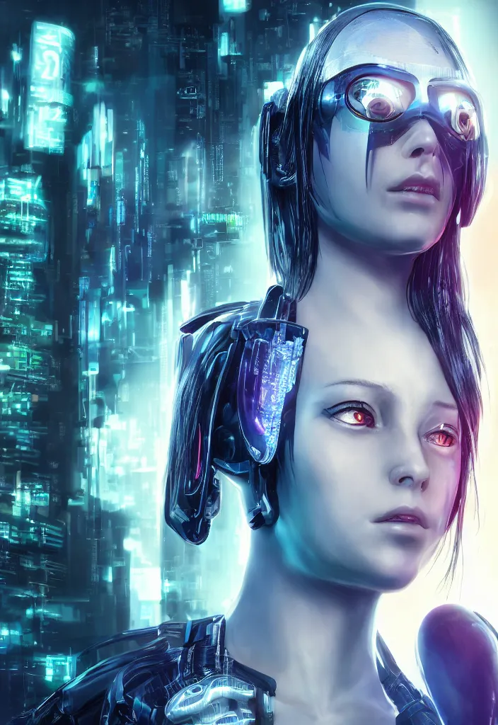 Image similar to cyberpunk hacker girl portrait, highly detailed, alita, studio lighting, neon backlit, 8 k