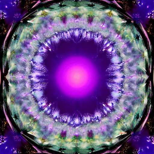 Image similar to “the aurora borealis in winter as viewed through a kaleidoscope.”