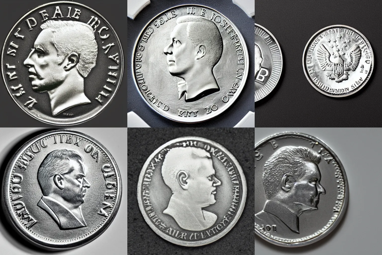 Prompt: silver coin embossed with JC Denton, photograph