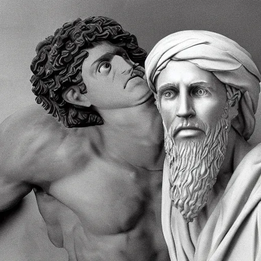 Prompt: Joe Biden as Michelangelo's David being kidnapped by the Taliban, photo realistic, 4k