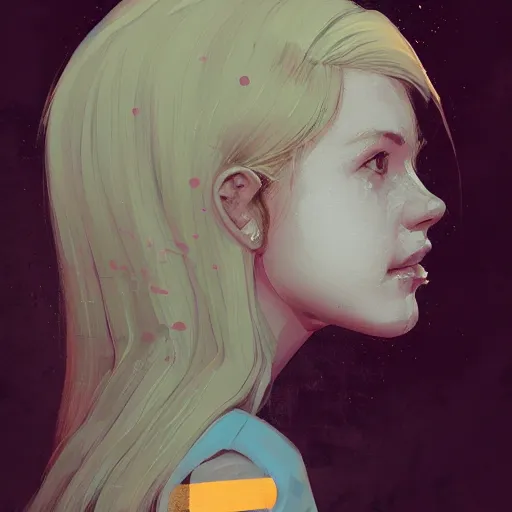 Image similar to Angelic beautiful girl with blond hair profile picture by Greg Rutkowski, asymmetrical, Organic Painting , Matte Painting, geometric shapes, hard edges, graffiti, street art, trending on the artstation:2 by Sachin Teng:4