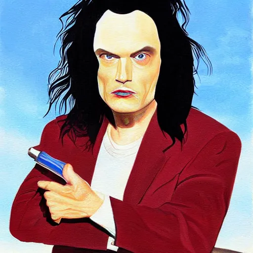 Image similar to tommy wiseau painting by dali