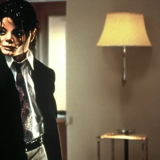 Prompt: michael jackson as the american psycho, cinematic still