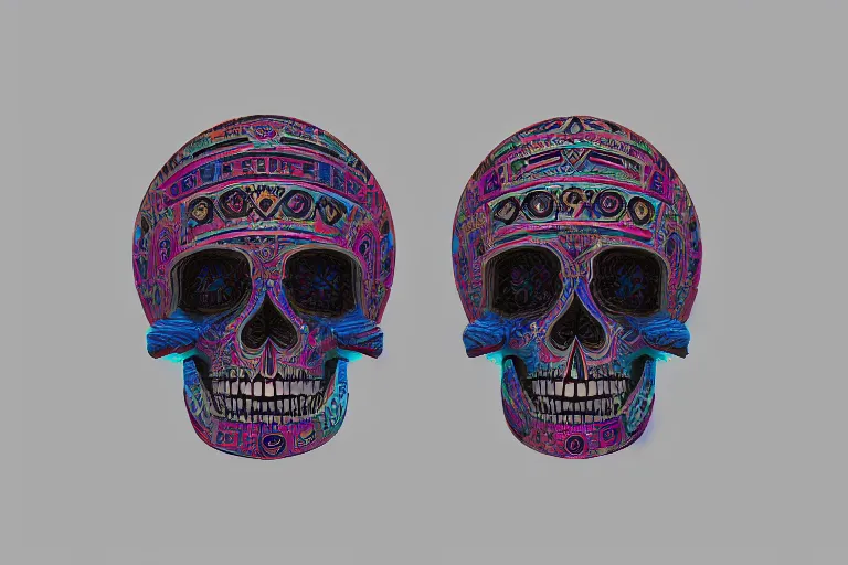 Image similar to aztec skull digitally painted by Beeple