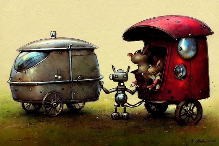 Prompt: adventurer ( ( ( ( ( 1 9 5 0 s retro future robot android rabbit wagon. muted colors. ) ) ) ) ) by jean baptiste monge!!!!!!!!!!!!!!!!!!!!!!!!! chrome red