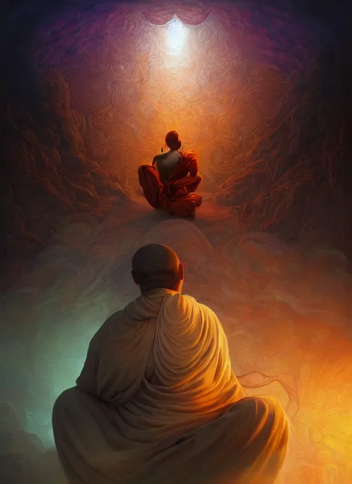 a monk meditating, in the style of tomasz alen kopera | Stable ...