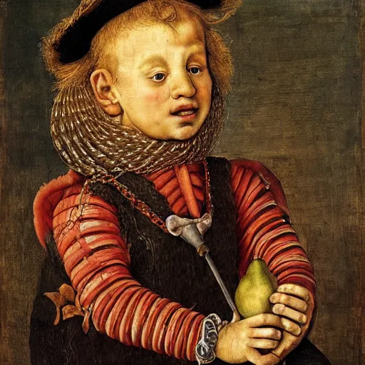 Image similar to a boy and his kite, by giuseppe arcimboldo, renaissance, portrait, fruit, detailed oil paint, high definition